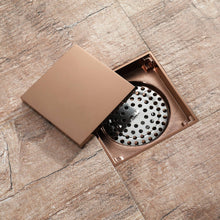 Load image into Gallery viewer, Rose Gold brass floor drain 4x4inch
