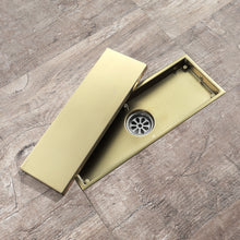 Load image into Gallery viewer, Brushed Gold stainless floor drain 11.8inch x 4.3 inch

