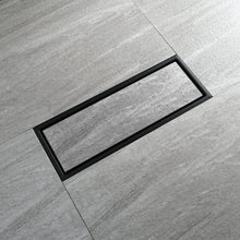 Load image into Gallery viewer, Matte Black stainless floor drain 11.8inch x 4.3 inch
