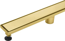 Load image into Gallery viewer, Brushed gold Linear shower drain stainless steel material 24 inch with tile insert 2-in-1 cover with hair strainer and adjustment feet
