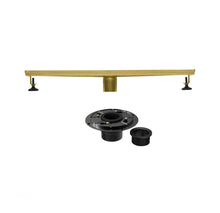Load image into Gallery viewer, Brushed gold Linear shower drain stainless steel material 24 inch with tile insert 2-in-1 cover with hair strainer and adjustment feet
