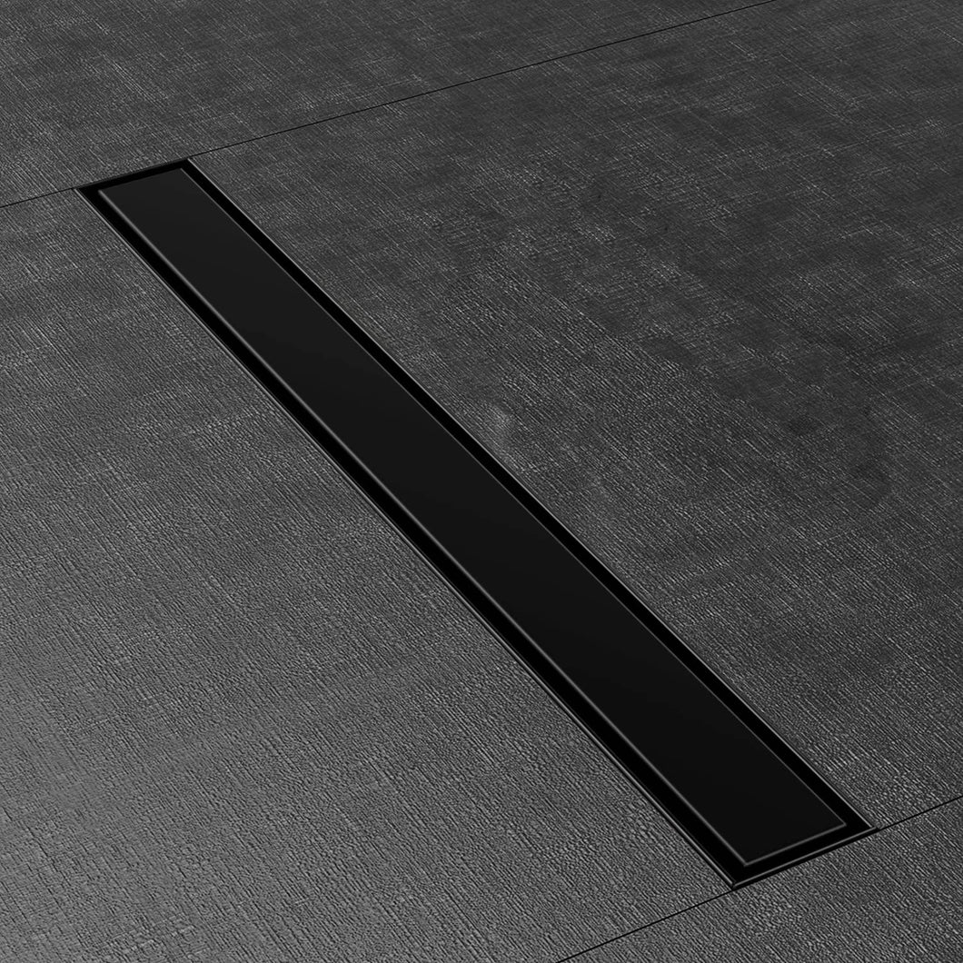 matte black Linear shower drain stainless steel material 24 inch with tile insert 2-in-1 cover with hair strainer and adjustment feet