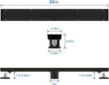 Load image into Gallery viewer, matte black Linear shower drain stainless steel material 24 inch with tile insert 2-in-1 cover with hair strainer and adjustment feet
