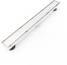 Load image into Gallery viewer, Brushed nickel Linear shower drain stainless steel material 24 inch with tile insert 2-in-1 cover with hair strainer and adjustment feet
