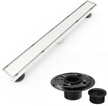 Load image into Gallery viewer, Brushed nickel Linear shower drain stainless steel material 24 inch with tile insert 2-in-1 cover with hair strainer and adjustment feet
