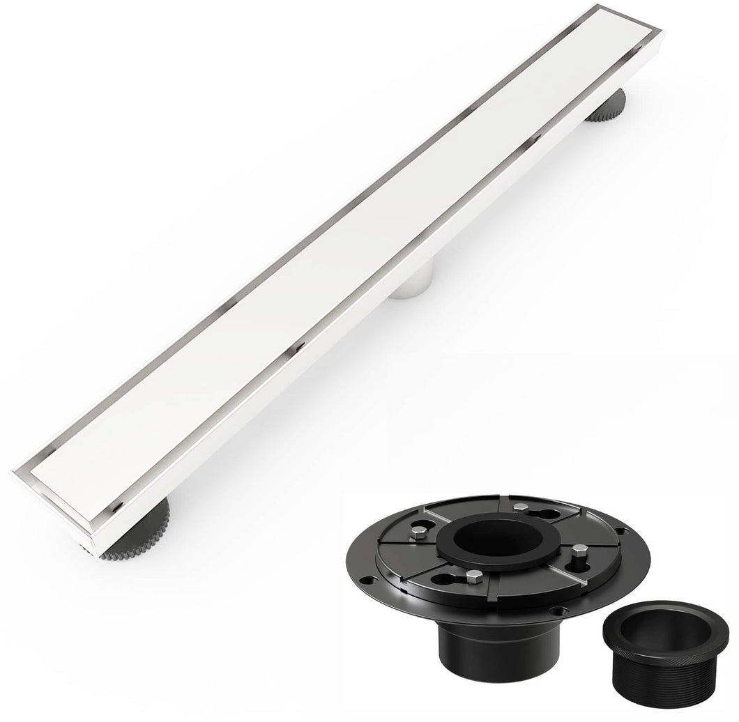 Brushed nickel Linear shower drain stainless steel material 24 inch with tile insert 2-in-1 cover with hair strainer and adjustment feet