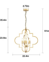 Load image into Gallery viewer, Wellmet Orb Chandelier Lighting Gold 4-Light, Candle Style Geometric Dining Room Light Fixtures Hanging Foyer, Entryway, Hallway, Dining Room and Living Room, 22.4 inches Di
