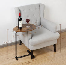 Carregar imagem no visualizador da galeria, C-Shaped End Table, Round Couch Table for Living Room, Side Table for Bedroom, C Table with Metal Frame for Couch, Sofa, Bedside and Tv Tray, Rustic B
