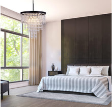 Load image into Gallery viewer, Wellmet Black Crystal Chandelier 24 inch, 3-Tier Modern Round K9 Crystals Light Fixtures for Dining Room, Contemporary Pendant Light FixtureKitchen Is
