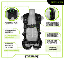 Carregar imagem no visualizador da galeria, Frontline 250CTB Elite Construction Harness Aluminum Hardware and Suspension Trauma Straps XL/2XL
