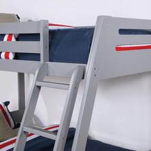 Cargar imagen en el visor de la galería, Solid Wood Twin / Full Bunk Bed with Reversible Angled Ladder and Underbed Drawers
