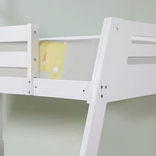 Cargar imagen en el visor de la galería, Solid Wood Twin / Full Bunk Bed with Reversible Angled Ladder and Underbed Drawers
