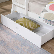 Cargar imagen en el visor de la galería, Solid Wood Twin / Full Bunk Bed with Reversible Angled Ladder and Underbed Drawers
