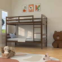 Load image into Gallery viewer, Transitional Solid Hardwood Twin over Twin Bunk Bed, Patented Insert &amp; Lock Joint for Extra Safety for Kids
