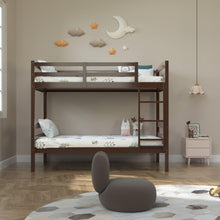 Load image into Gallery viewer, Transitional Solid Hardwood Twin over Twin Bunk Bed, Patented Insert &amp; Lock Joint for Extra Safety for Kids

