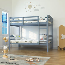 Load image into Gallery viewer, Transitional Solid Hardwood Twin over Twin Bunk Bed, Patented Insert &amp; Lock Joint for Extra Safety for Kids
