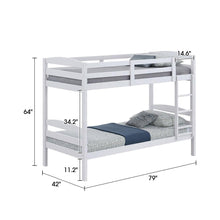 Load image into Gallery viewer, Transitional Solid Hardwood Twin over Twin Bunk Bed, Patented Insert &amp; Lock Joint for Extra Safety for Kids
