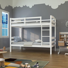 Load image into Gallery viewer, Transitional Solid Hardwood Twin over Twin Bunk Bed, Patented Insert &amp; Lock Joint for Extra Safety for Kids
