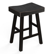 Load image into Gallery viewer, Set of 2 Farmhouse Solid Wood Bar Stools - Backless Saddle Seat Counter Height Chairs for Kitchen Island, Breakfast Nook &amp; Home Office
