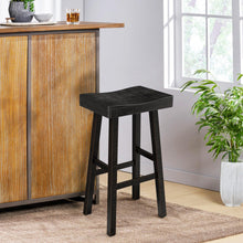 Load image into Gallery viewer, Set of 2 Farmhouse Solid Wood Bar Stools - Backless Saddle Seat Counter Height Chairs for Kitchen Island, Breakfast Nook &amp; Home Office
