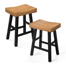 Load image into Gallery viewer, Set of 2 Farmhouse Solid Wood Bar Stools - Backless Saddle Seat Counter Height Chairs for Kitchen Island, Breakfast Nook &amp; Home Office

