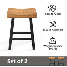 Load image into Gallery viewer, Set of 2 Farmhouse Solid Wood Bar Stools - Backless Saddle Seat Counter Height Chairs for Kitchen Island, Breakfast Nook &amp; Home Office
