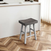 Load image into Gallery viewer, Set of 2 Farmhouse Solid Wood Bar Stools - Backless Saddle Seat Counter Height Chairs for Kitchen Island, Breakfast Nook &amp; Home Office
