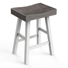Load image into Gallery viewer, Set of 2 Farmhouse Solid Wood Bar Stools - Backless Saddle Seat Counter Height Chairs for Kitchen Island, Breakfast Nook &amp; Home Office
