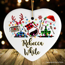 Carregar imagem no visualizador da galeria, Personalized Waitress Buffalo Plaid Leopard Merry Christmas Ornament Gift
