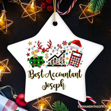 Carregar imagem no visualizador da galeria, Personalized Finance Professional Buffalo Plaid Christmas Ornament, Custom Accountant and Financial Advisor Gift
