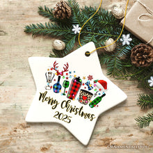 Carregar imagem no visualizador da galeria, Personalized Bartender Buffalo Plaid Leopard Merry Christmas Ornament Gift
