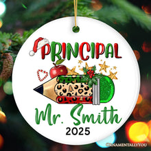Carregar imagem no visualizador da galeria, Holiday Pencil Art Personalized School Principal Christmas Ornament
