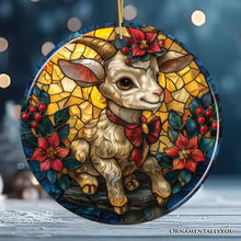 Load image into Gallery viewer, Elegant Goat Stained Glass Theme Ceramic Ornament, Billy Buck and Doe Mountain Animal Decor

