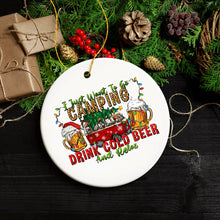 Load image into Gallery viewer, Festive Camping Lover Christmas Ornament, Holiday RV Camper and Beer Lover Gift
