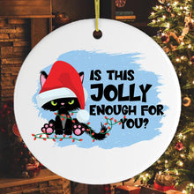 Load image into Gallery viewer, Funny Black Cat Cranky Christmas Humor Ornament
