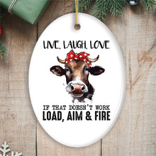 Carregar imagem no visualizador da galeria, Funny Country Style Armed Cow Quote Ornament, Heifer and Guns
