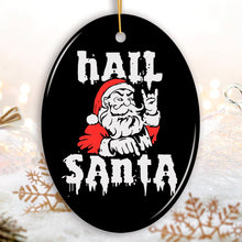 Carregar imagem no visualizador da galeria, Hail Santa Heavy Metal Christmas Ornament, Emo Goth Rockstar.
