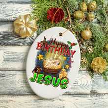Carregar imagem no visualizador da galeria, Happy Birthday Jesus Christmas Ornament, Nativity Religious Decor
