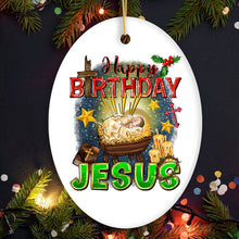 Carregar imagem no visualizador da galeria, Happy Birthday Jesus Christmas Ornament, Nativity Religious Decor
