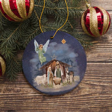 Load image into Gallery viewer, Jesus and Mary Nativity Night Art Illustration Christmas Ornament
