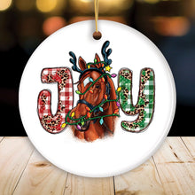 Load image into Gallery viewer, Joy Christmas Horse Holiday Ornament
