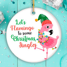 Carregar imagem no visualizador da galeria, Let’s Flamingo to some Christmas Jingles Cute Bird Ornament
