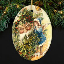 Load image into Gallery viewer, Little Angel and Father Santa Claus Victorian Vintage Christmas Ornament
