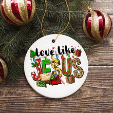 Carregar imagem no visualizador da galeria, Love like Jesus Playful Christmas Plaid Religious Ornament
