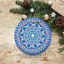 Carregar imagem no visualizador da galeria, Luminescent Blue Mandala Christmas Ornament, Ethnic Indian Decoration, Hinduism, Buddhism, Jainism
