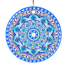 Carregar imagem no visualizador da galeria, Luminescent Blue Mandala Christmas Ornament, Ethnic Indian Decoration, Hinduism, Buddhism, Jainism
