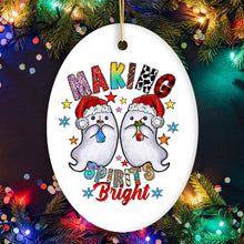 Carregar imagem no visualizador da galeria, Making Spirits Bright Cute Ghost Duet Christmas Ornament, Ceramic Tree Decoration

