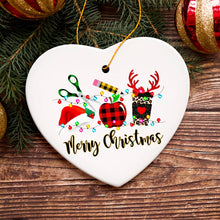 Carregar imagem no visualizador da galeria, Merry Christmas Plaid Teacher Ornament, School Professional Gift
