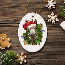 Carregar imagem no visualizador da galeria, Merry Donkey Christmas Ornament, Ceramic Tree Decoration
