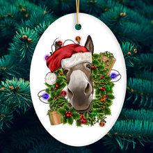 Carregar imagem no visualizador da galeria, Merry Donkey Christmas Ornament, Ceramic Tree Decoration
